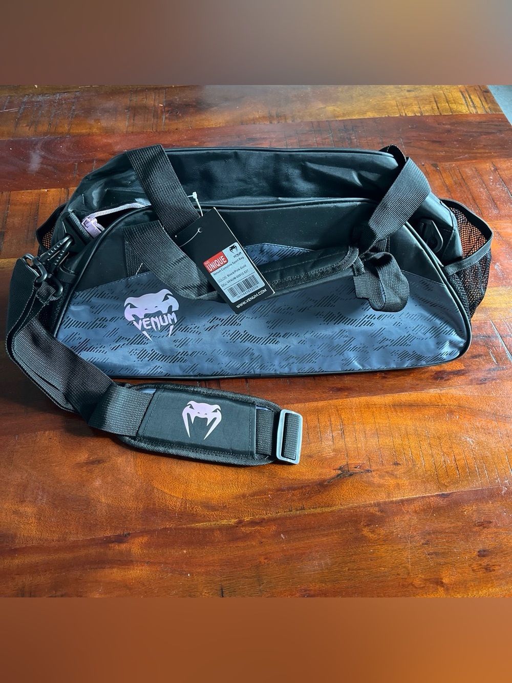 Venum Black Duffel Bag with Lilac Logo